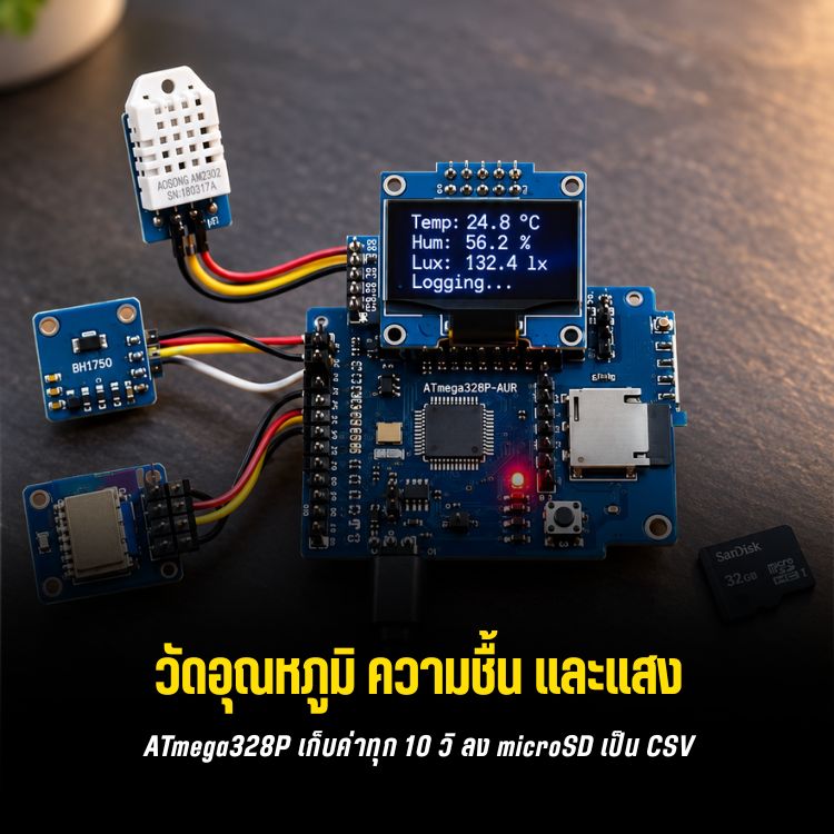 ATmega328P ตัวเดียวก็ทำ Data Logger ได้ ไม่ต้องใช้ Arduino Board