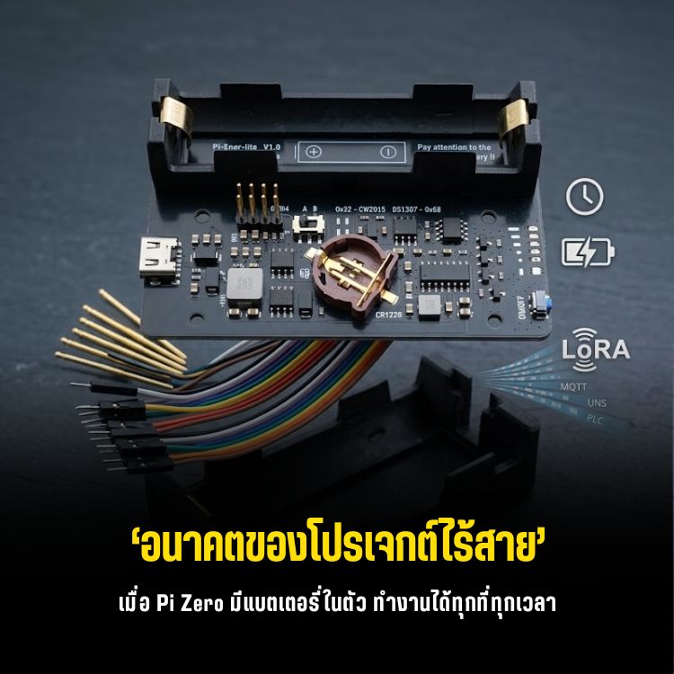 Pi-Ener-lite บอร์ด UPS สำรองไฟถ่าน 18650 สำหรับ Pi Zero