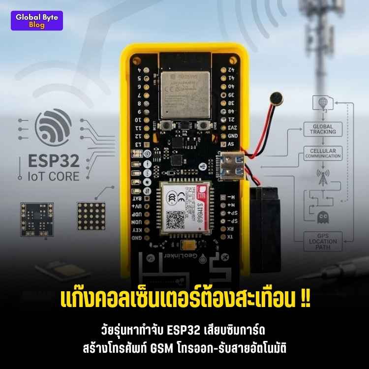 ใส่ซิมโทรได้จริง! สร้างเครื่องโทรศัพท์ฉุกเฉินด้วย ESP32 + GSM (GeoLinker GL868)