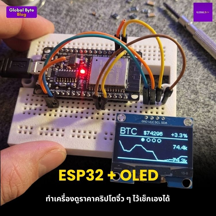 สร้างเครื่องติดตามราคาคริปโต (Crypto Tracker) จิ๋วแต่แจ๋วด้วย ESP32 และจอ OLED
