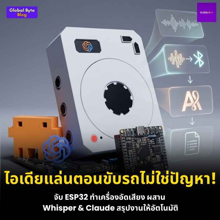 สร้างเครื่องบันทึกเสียงพกพา อัดปุ๊บ AI สรุปปั๊บด้วย ESP32!