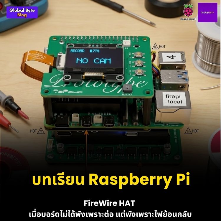 เตือนภัยสายโมบอร์ด! เมื่อ Raspberry Pi FireWire HAT หวิดทำไฟลุกโต๊ะทำงาน 🚨