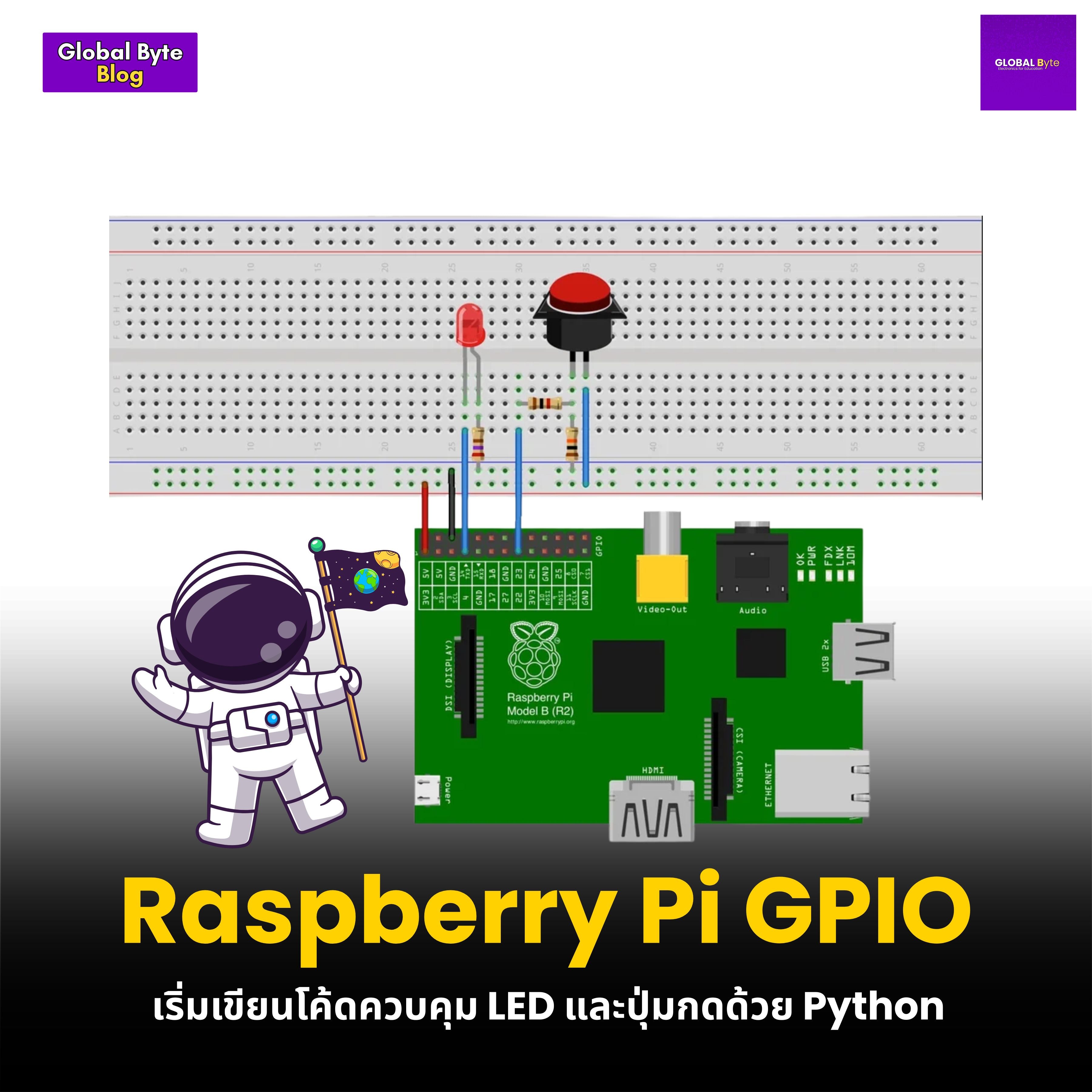 Raspberry Pi GPIO — เริ่มเขียนโค้ดควบคุม LED และปุ่มกดด้วย Python 🧠💡 - บริษัท โกลบอลโทรนิค อินเตอร์เทรด จํากัด