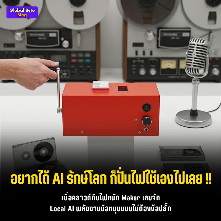 ตึงจัด! สร้าง "CrankGPT" AI Voice Assistant แบบออฟไลน์ 100% ปั่นไฟด้วยมือหมุนล้วนๆ
