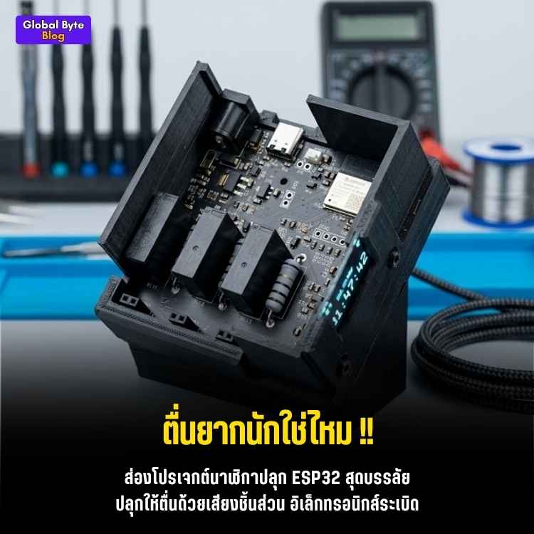 ตื่นเต็มตา! นาฬิกาปลุกสุดเถื่อน สั่งระเบิด "คาปาซิเตอร์" ด้วย ESP32