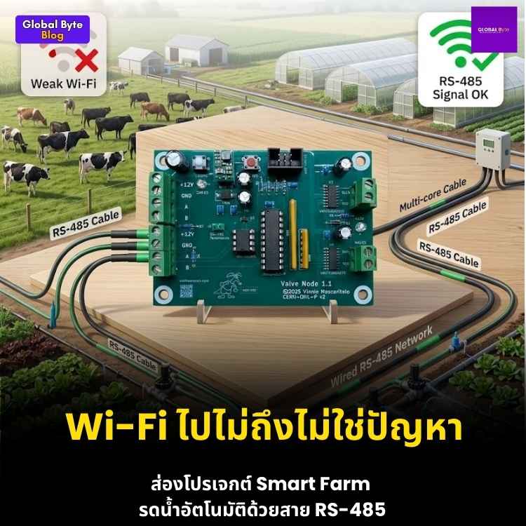 หมดปัญหาฟาร์มกว้าง! ระบบรดน้ำต้นไม้อัตโนมัติทางไกลด้วย RS-485