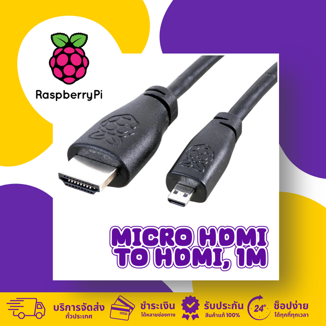 Micro HDMI to HDMI cable, 1m length, compatible with Raspberry Pi 4, supports 4K@60Hz and 3D.
