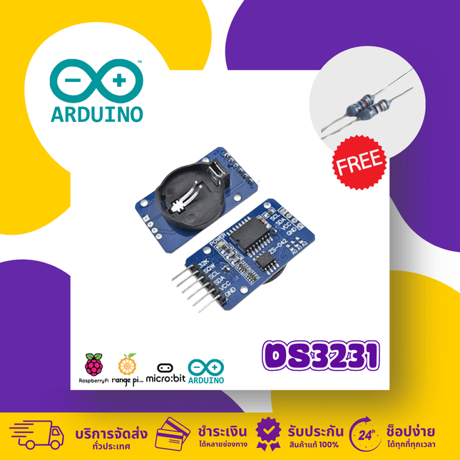 DS3231 RTC module for Arduino and ESP with backup battery, ideal for DIY projects and precision timekeeping.
